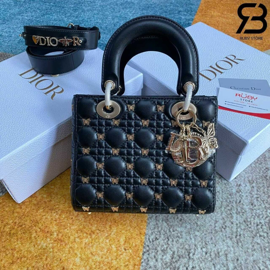 Túi Dior Small Lady Butterfly Black Lambskin GHW Best Quality