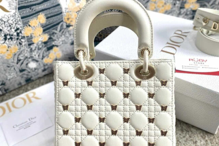 Túi Dior Small Lady Butterfly Latte Lambskin GHW Best Quality