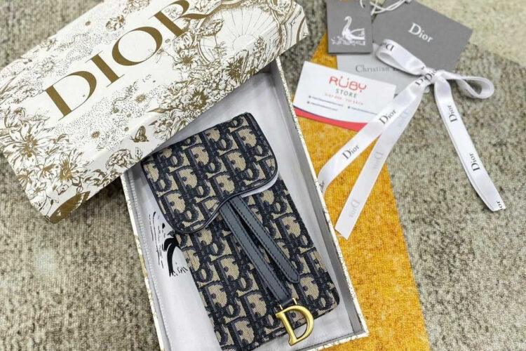 Túi Dior Vertical Saddle Pouch Blue D Oblique