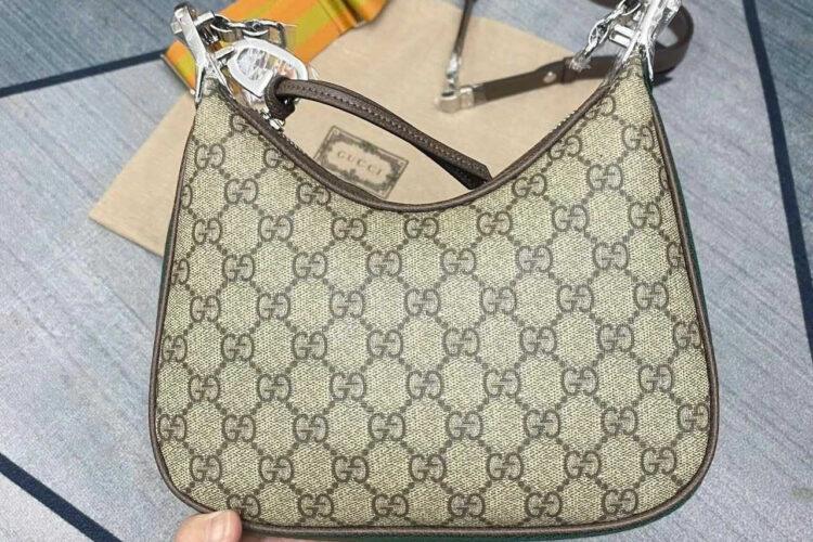 Túi Gucci Attache Small Shoulder Bag GG Supreme Brown Be Nâu