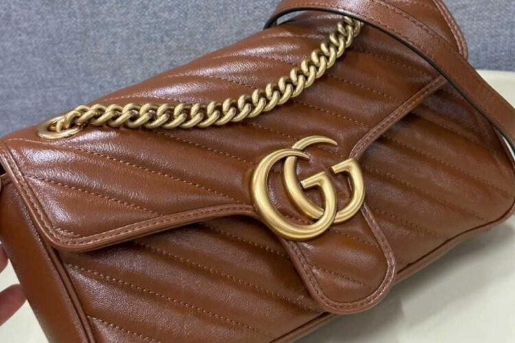Túi Gucci GG Marmont Small Shoulder Bag Caramel Brown Leather Nâu