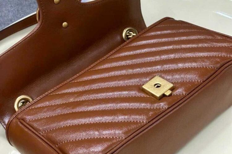 Túi Gucci GG Marmont Small Shoulder Bag Caramel Brown Leather Nâu