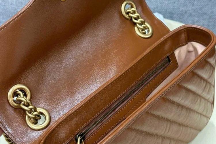 Túi Gucci GG Marmont Small Shoulder Bag Caramel Brown Leather Nâu