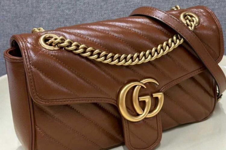Túi Gucci GG Marmont Small Shoulder Bag Caramel Brown Leather Nâu