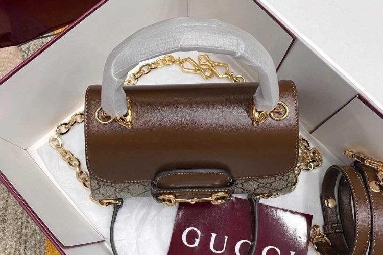 Túi Gucci Horsebit 1955 Mini Bag GG Supreme Nâu 22CM