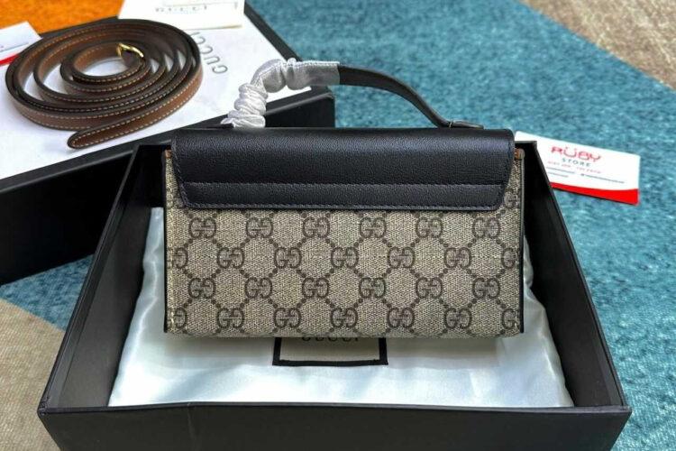Túi Gucci Padlock Mini Bag GG Supreme Black Màu Be Đen