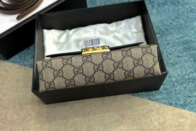 Túi Gucci Padlock Mini Bag GG Supreme Black Màu Be Đen