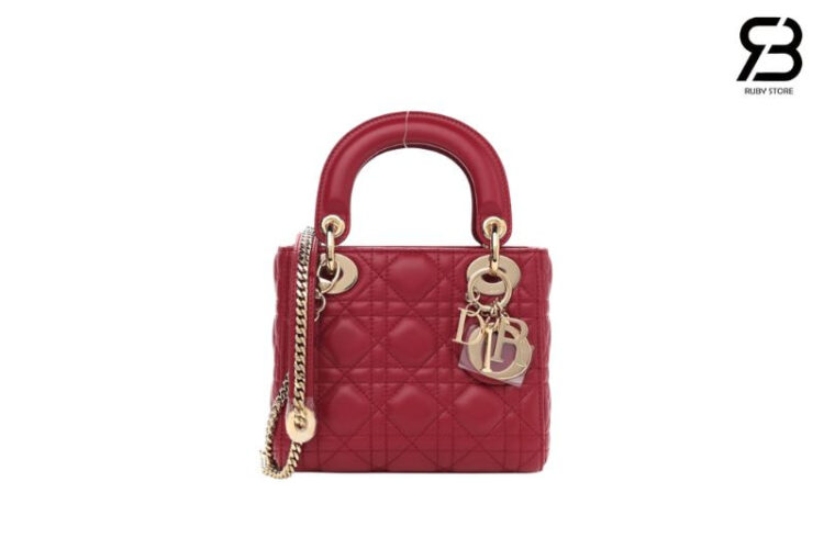 Túi Mini Lady Dior Red Lambskin GHW Màu Đỏ