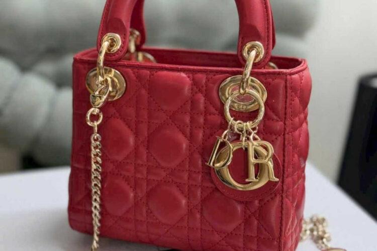 Túi Mini Lady Dior Red Lambskin GHW Màu Đỏ