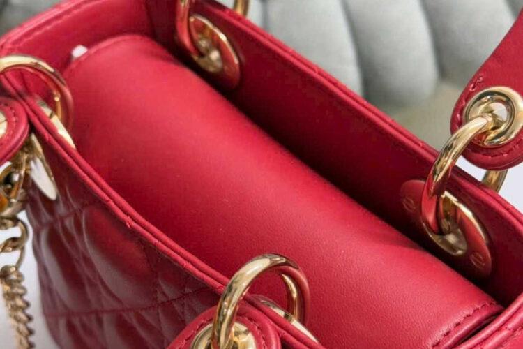 Túi Mini Lady Dior Red Lambskin GHW Màu Đỏ