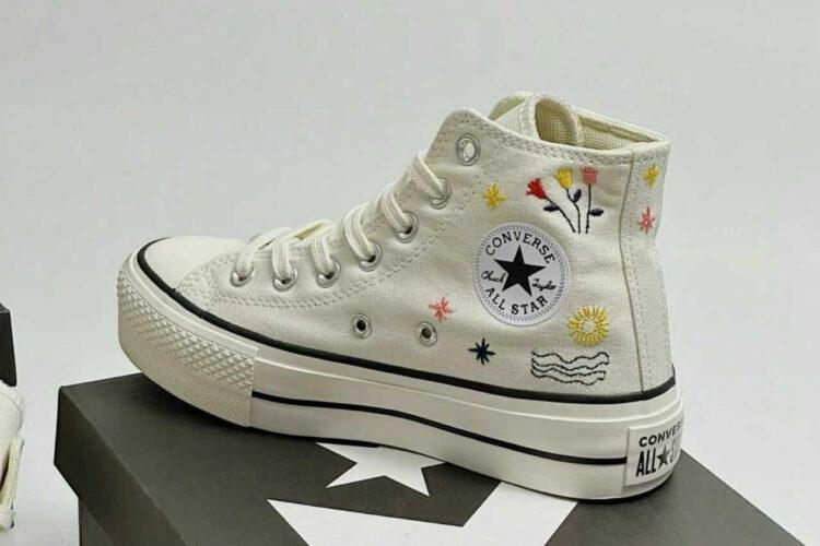 giày Converse Chuck Taylor High Top White Custom Sun Moon Embroidery
