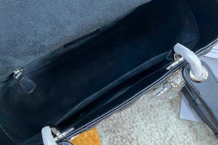 túi Dior Medium Lady Dior Black Lambskin SHW Size 24