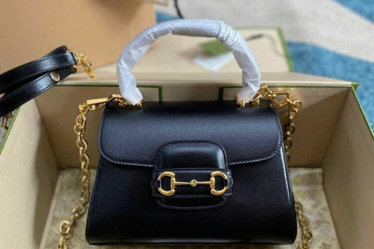 túi Gucci Horsebit 1955 Mini Bag Black Leather 22CM đen