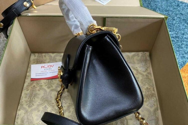 túi Gucci Horsebit 1955 Mini Bag Black Leather 22CM đen