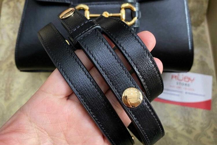 túi Gucci Horsebit 1955 Mini Bag Black Leather 22CM đen