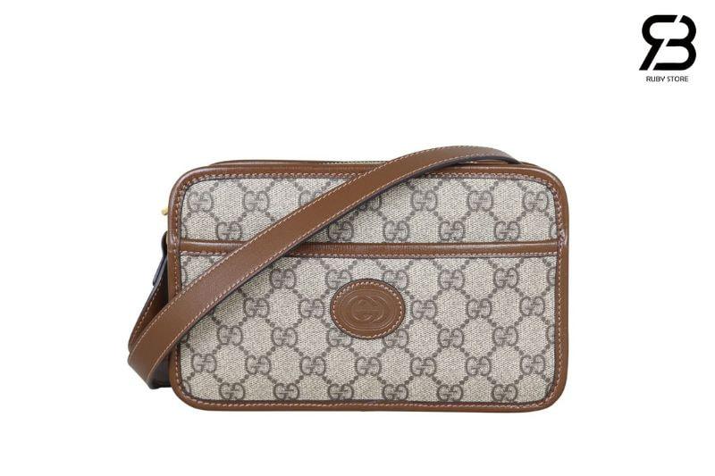 túi Gucci Mini Bag With Interlocking G GG Supreme Brown
