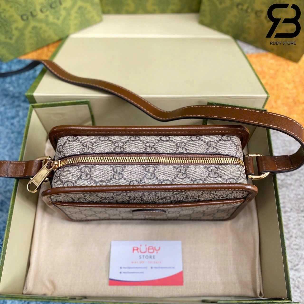 túi Gucci Mini Bag With Interlocking G GG Supreme Brown