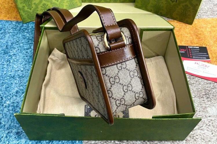 túi Gucci Mini Bag With Interlocking G GG Supreme Brown