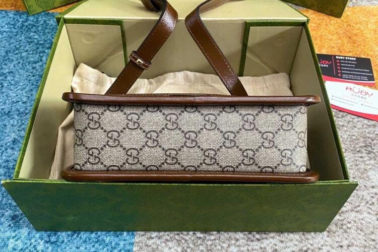 túi Gucci Mini Bag With Interlocking G GG Supreme Brown