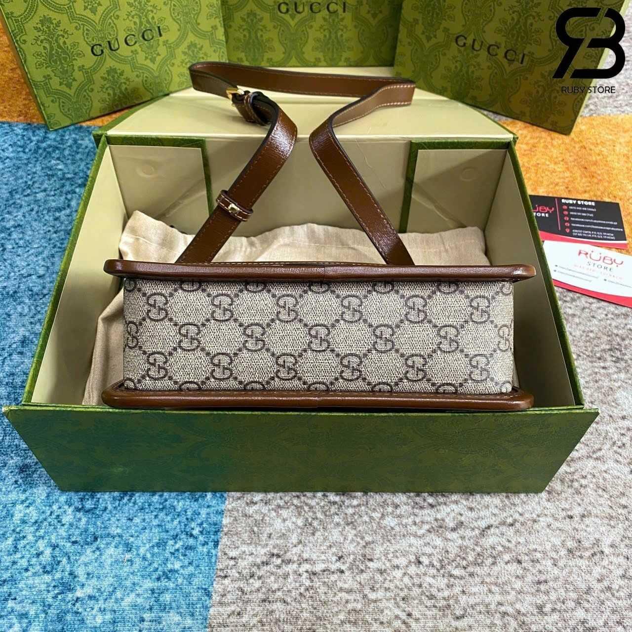 túi Gucci Mini Bag With Interlocking G GG Supreme Brown