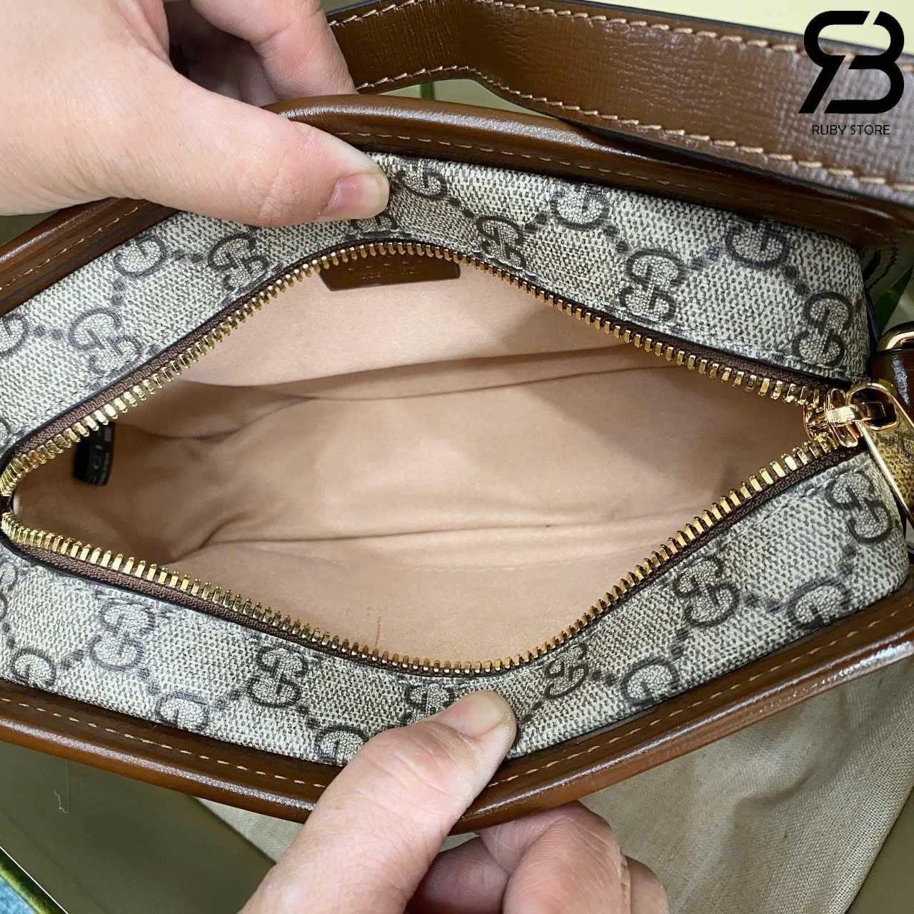 túi Gucci Mini Bag With Interlocking G GG Supreme Brown