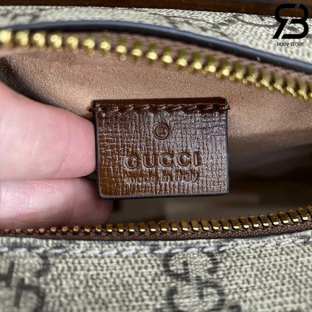 túi Gucci Mini Bag With Interlocking G GG Supreme Brown