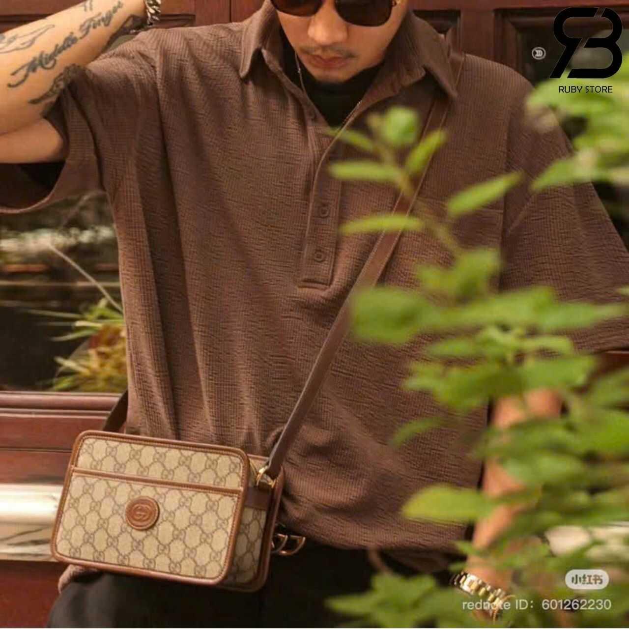túi Gucci Mini Bag With Interlocking G GG Supreme Brown