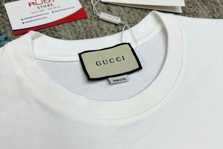 Áo Gucci Oversize T-Shirt With Gucci Logo White Trắng