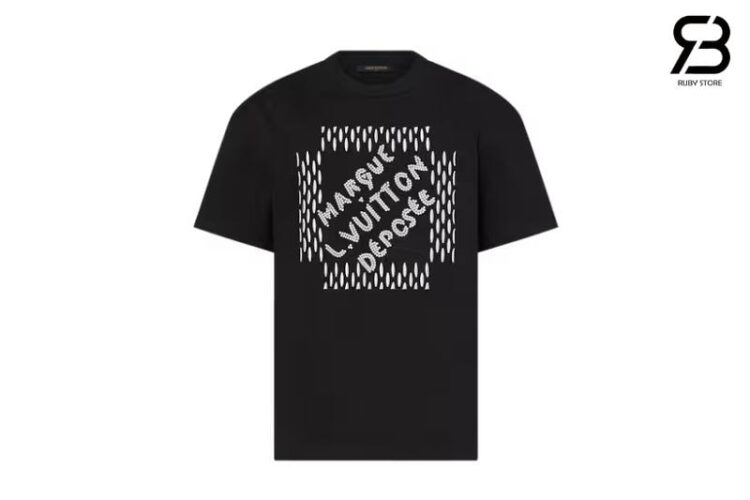 Áo Thun LV Embroidered Signature Cotton T-Shirt Đen