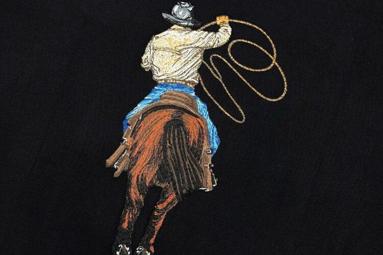 Áo Thun LV Graphic Embroidered Cowboy Cotton T-Shirt Black đen