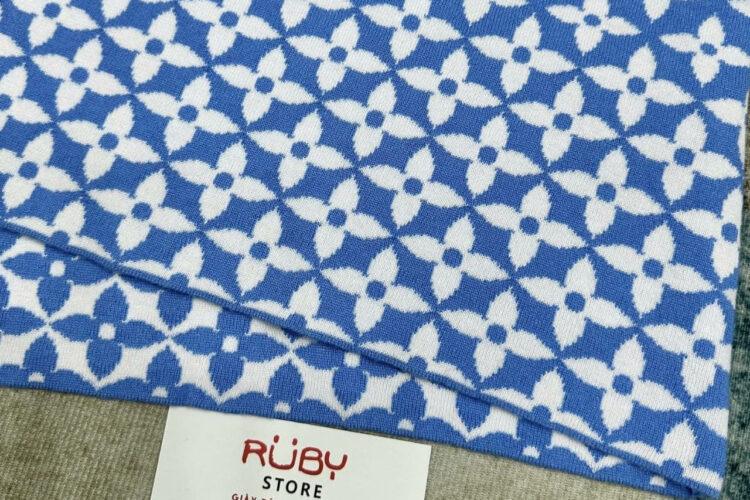 Áo Thun LV Knitted Cotton T-Shirt Blue Màu Xanh Dương