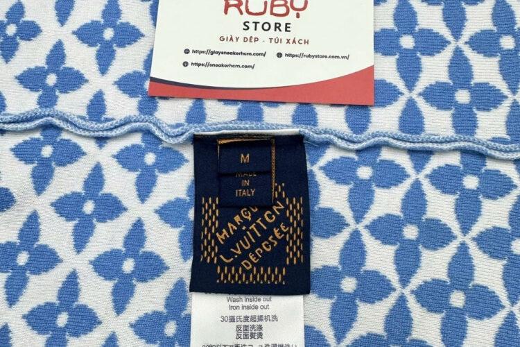 Áo Thun LV Knitted Cotton T-Shirt Blue Màu Xanh Dương