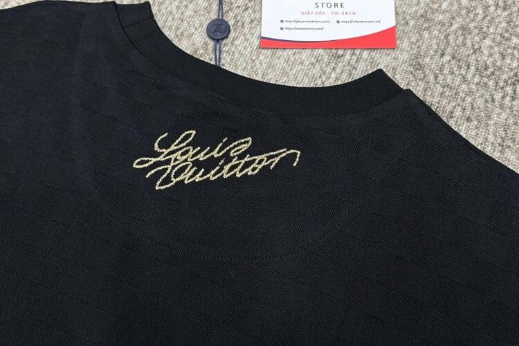 Áo Thun LV Signature Patch Cotton T-Shirt Black Damier Westminster Dog