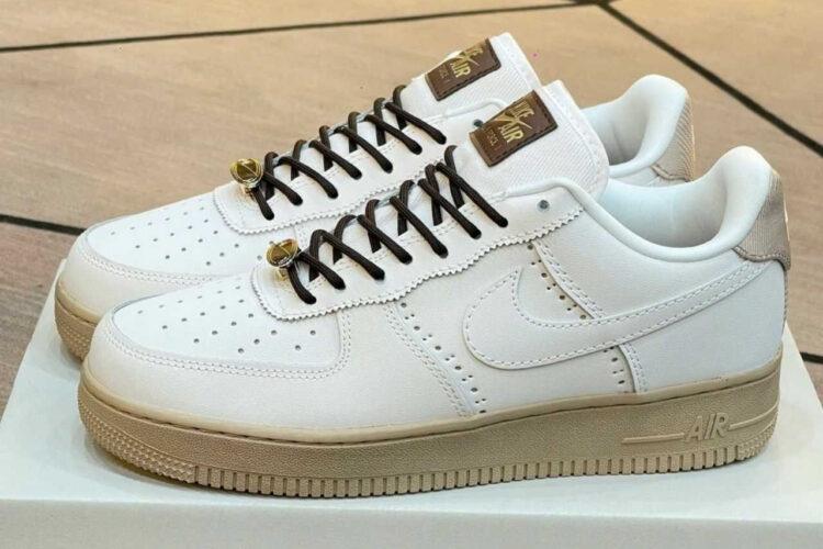 Giày Air Force 1 Low Brogue Màu Trắng Nâu
