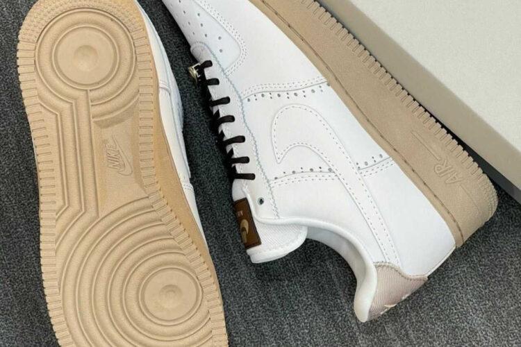Giày Air Force 1 Low Brogue Màu Trắng Nâu