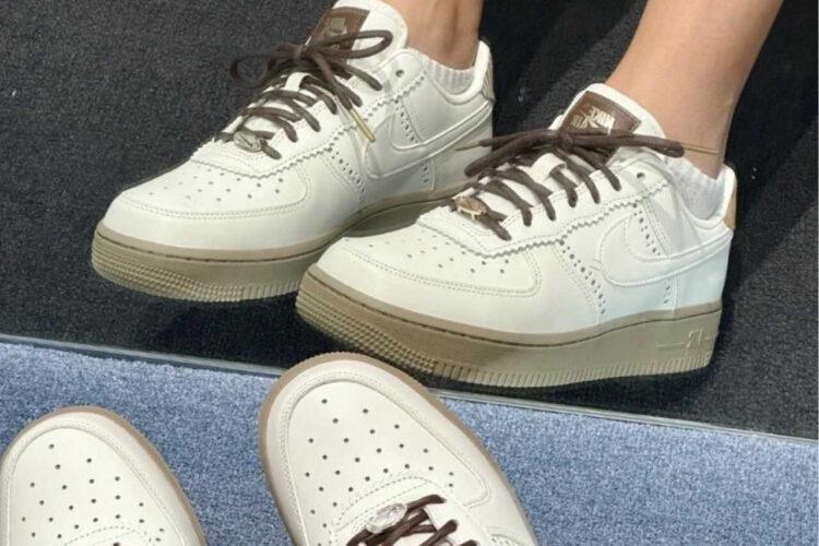 Giày Air Force 1 Low Brogue Màu Trắng Nâu