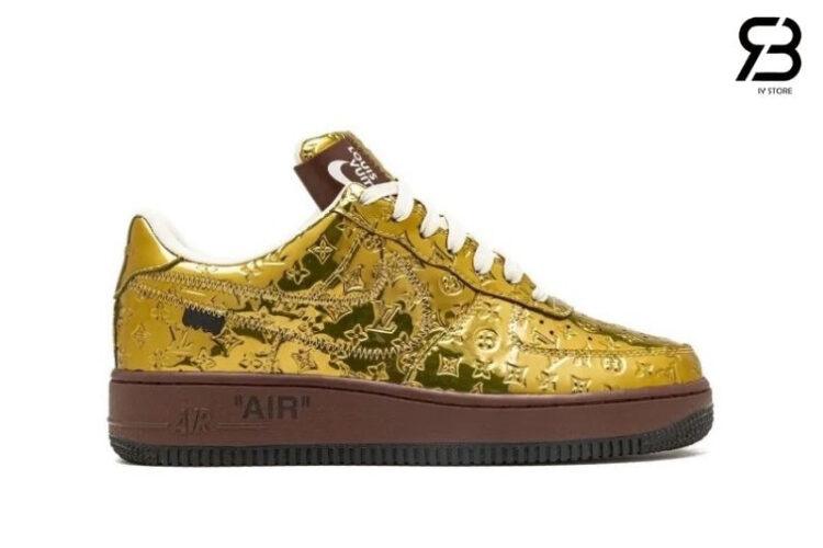 Giày Air Force 1 Low x Louis Vuitton By Virgil Abloh Metallic Gold Màu Vàng