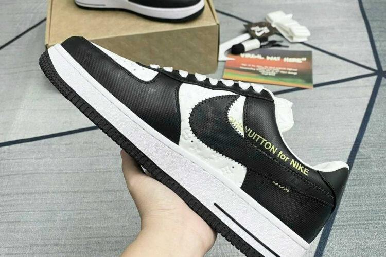 Giày Air Force 1 x Louis Vuitton Black White Đen Trắng
