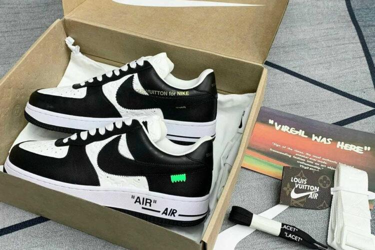 Giày Air Force 1 x Louis Vuitton Black White Đen Trắng