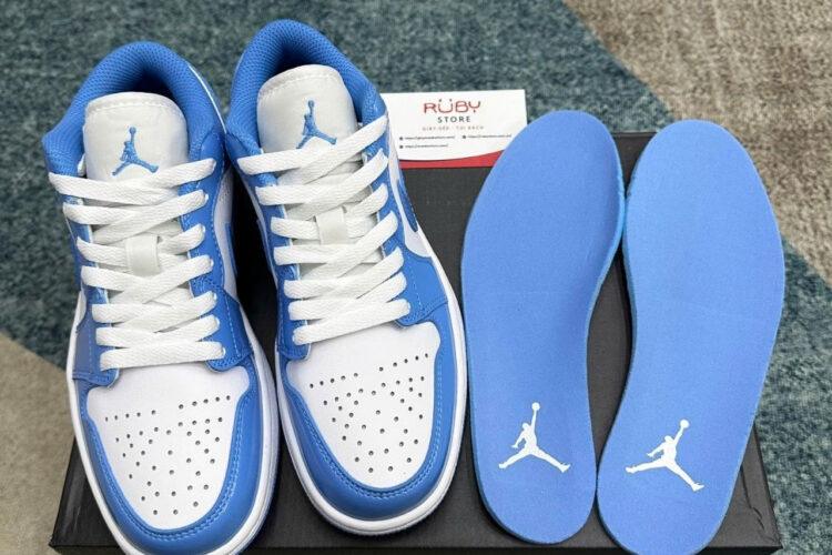Giày Air Jordan 1 Low SE White Legend Blue Trắng Xanh Bóng