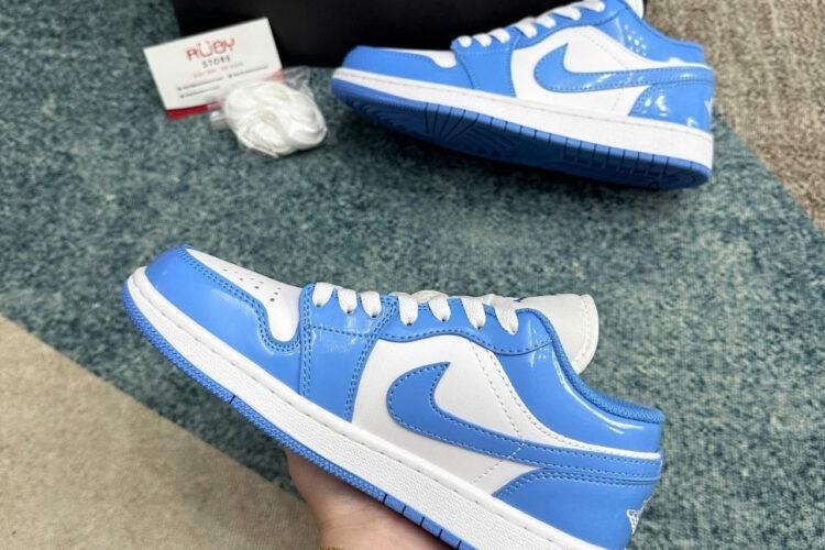 Giày Air Jordan 1 Low SE White Legend Blue Trắng Xanh Bóng