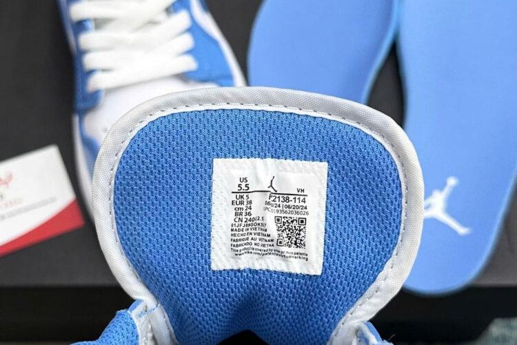 Giày Air Jordan 1 Low SE White Legend Blue Trắng Xanh Bóng