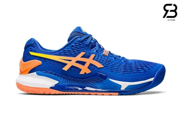 Giày Asics Gel-Resolution 9 Steel Blue Orange Xanh Dương Cam