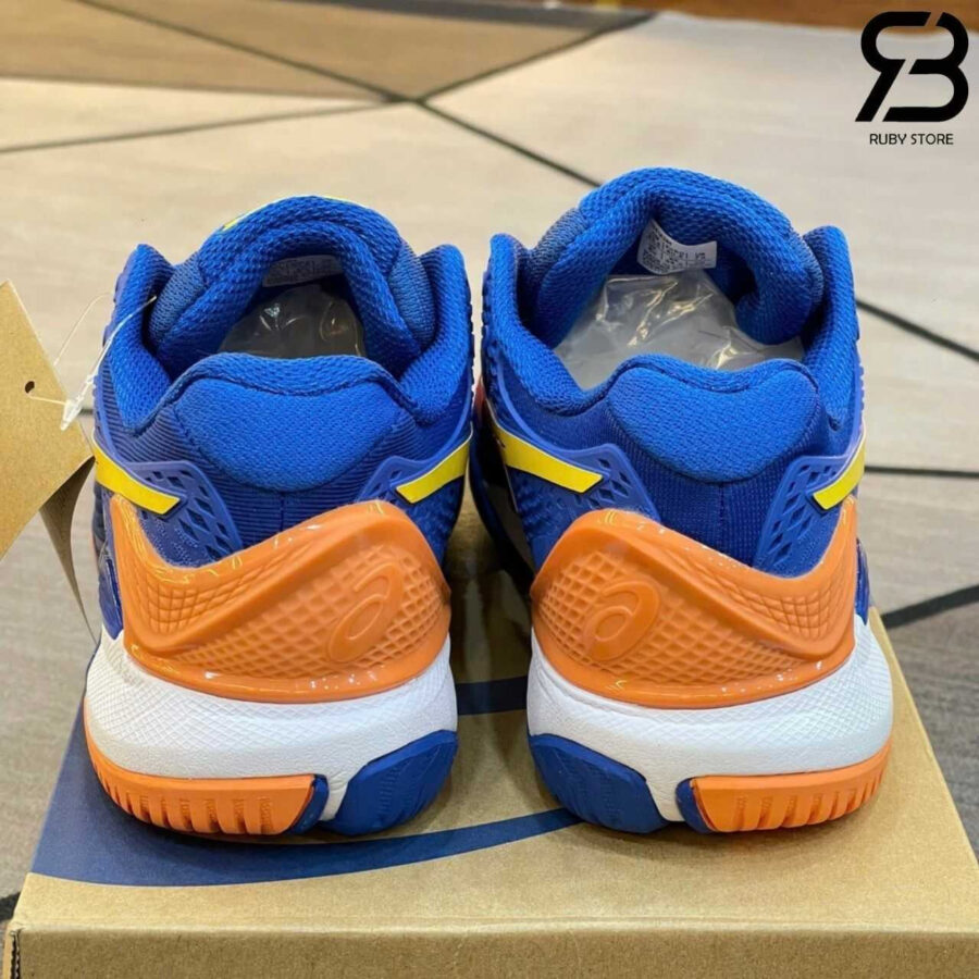 Giày Asics Gel-Resolution 9 Steel Blue Orange Xanh Dương Cam