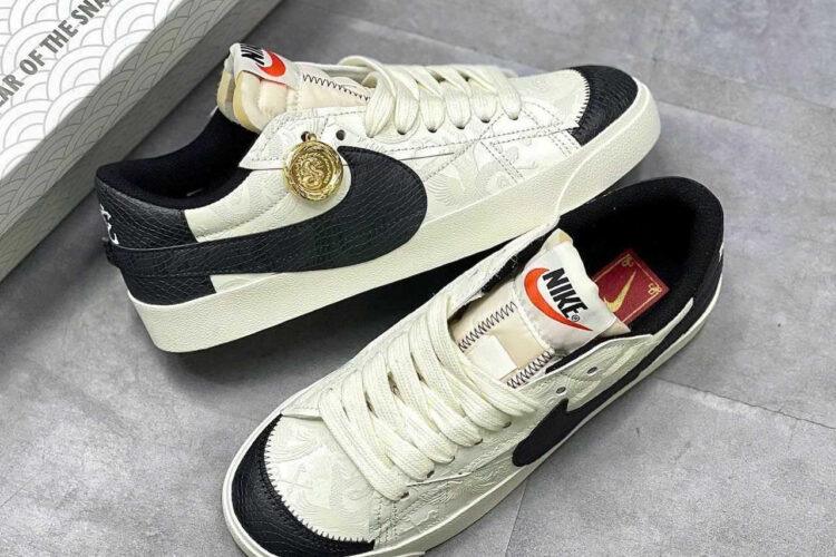 Giày Blazer Low 77 Jumbo Year of The Snake Black Custom Trắng Đen