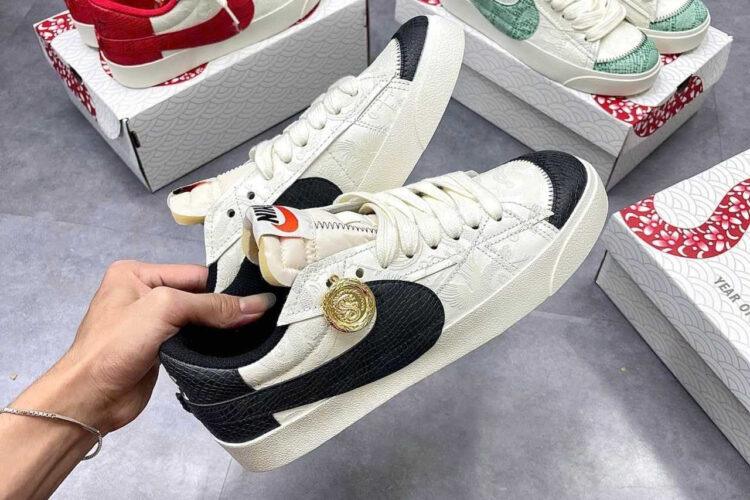 Giày Blazer Low 77 Jumbo Year of The Snake Black Custom Trắng Đen