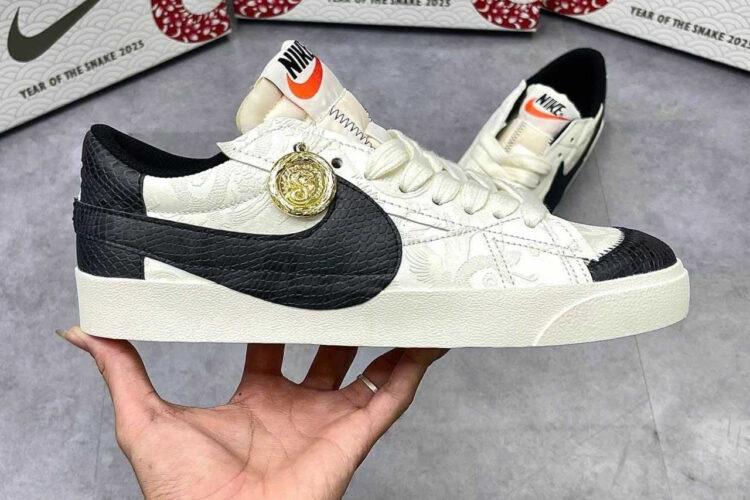 Giày Blazer Low 77 Jumbo Year of The Snake Black Custom Trắng Đen