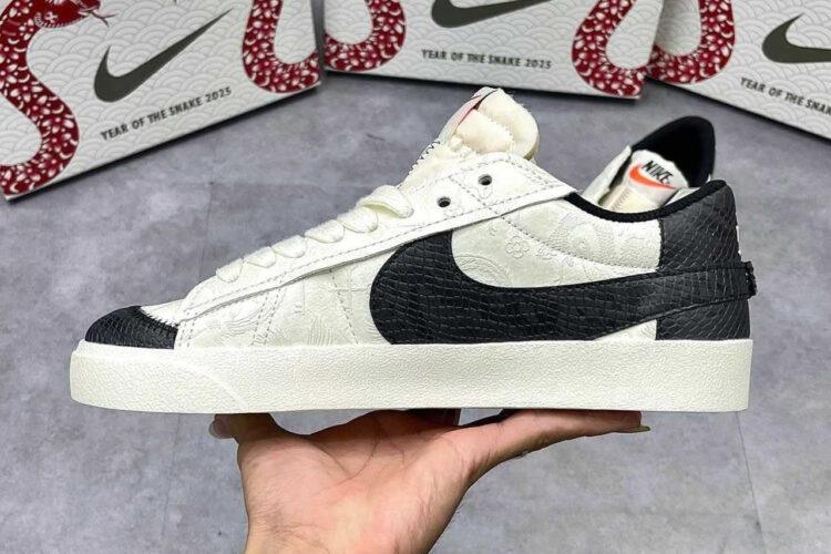 Giày Blazer Low 77 Jumbo Year of The Snake Black Custom Trắng Đen