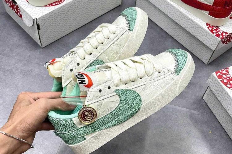 Giày Blazer Low 77 Jumbo Year of The Snake Mint Green Custom Xanh