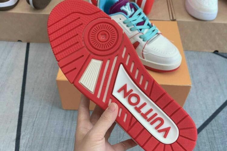 Giày LV Trainer Upcycling Sneakers White Blue Purple